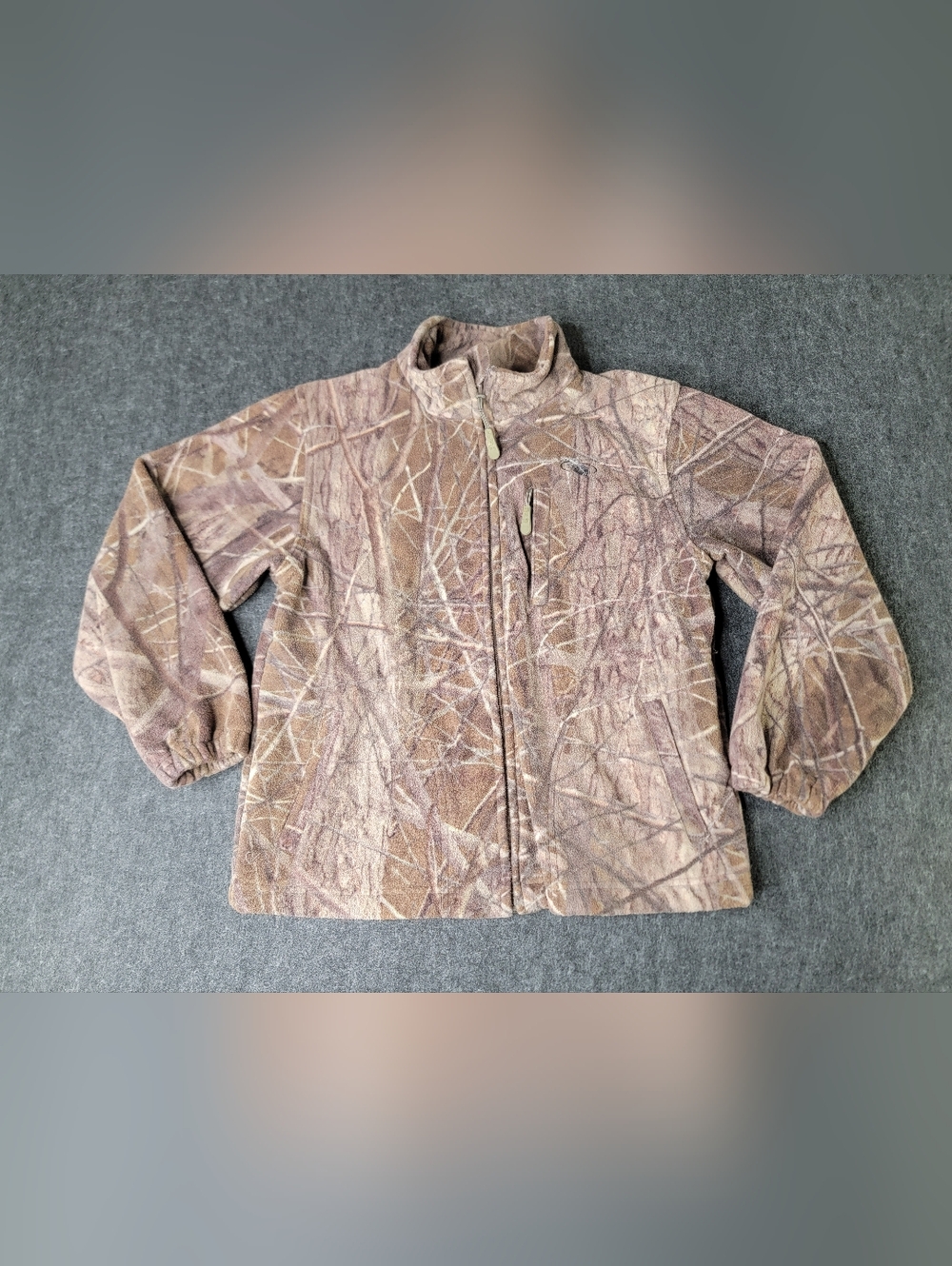 Mack's Prairie Wings Youth Full Zip Fleece Camo Hunting Jacket Size Medium Brown